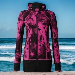 LULULEMON Athletica hooded raspberry black jacket zip closure 2 front pockets